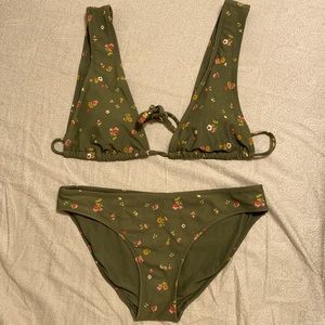 Aerie Green Floral Bikini